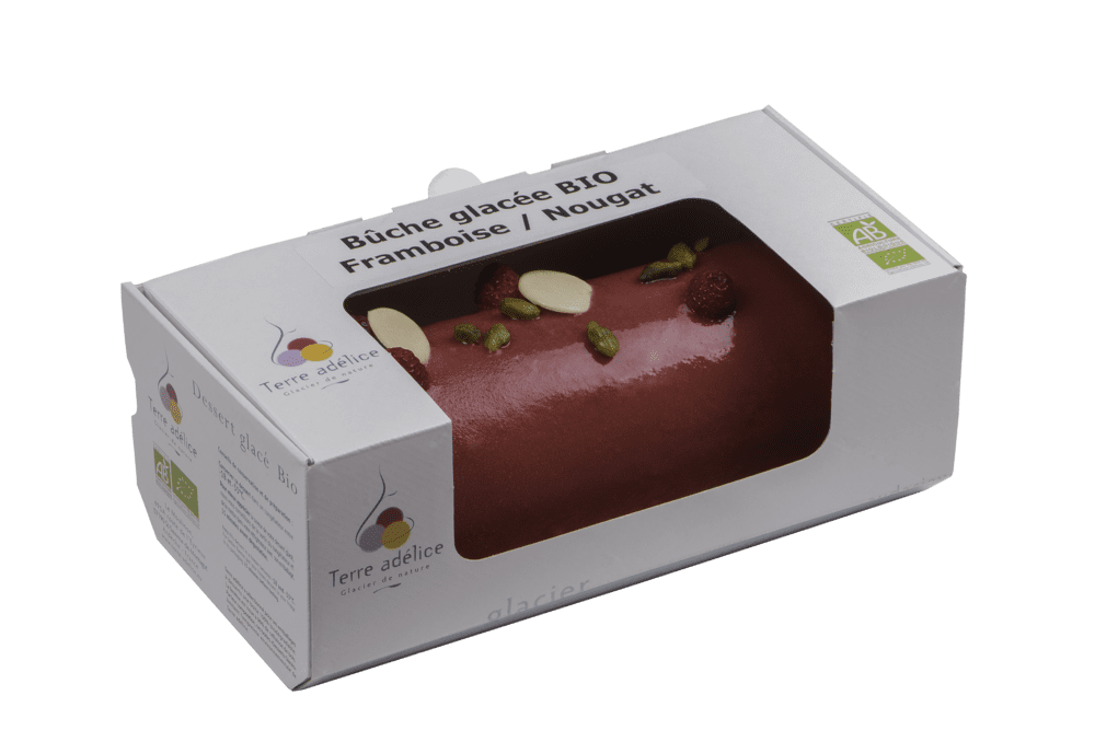 Buche Glacee Bio Terre Adelice FramboiseNougat Emballee Terre Adélice